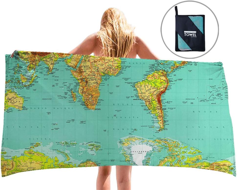 uideazone Microfibre Pool Beach Travel Towels Quick Dry Lightweight Sand Free Beach Blanket with Zipper Bag for Sunbathing, Camping, Sports, Travel, Yoga, Swimming, Gym - 60