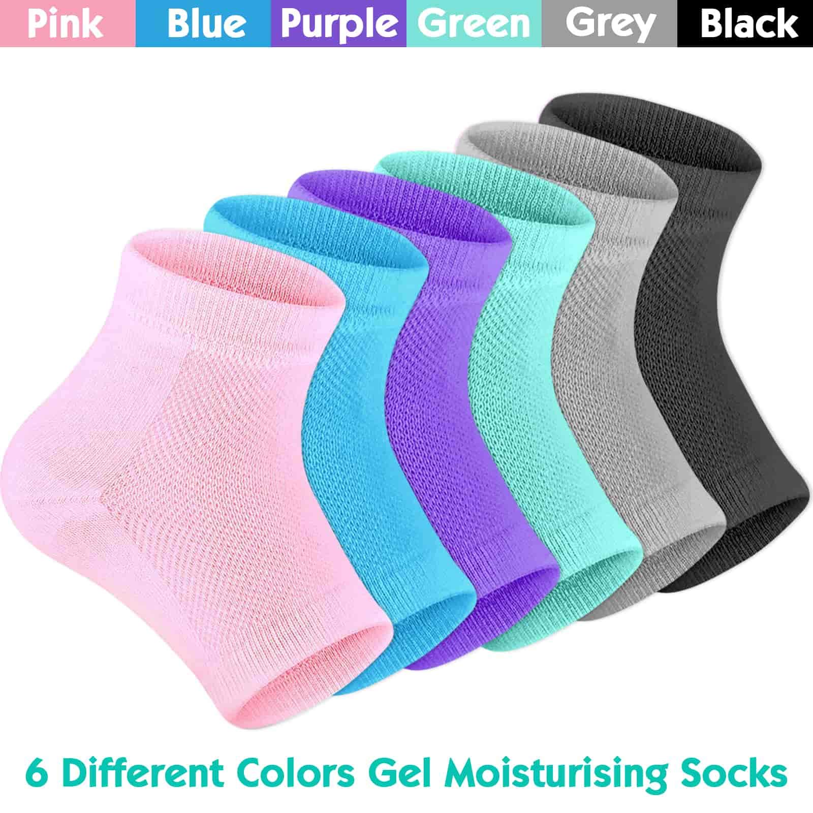selizo Selizo 6 Pairs Heel Moisturizing Socks Open Toe Socks Cracked Gel Heel Socks Foot Toeless Heel Repair Socks for Women Dry Hard Cracked Feet, 6 Colors