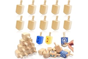AMENON 24 Pack Hanukkah Wooden Dreidel, 2.5 Inch Blank Natural Wooden Chanukah Dreidel DIY Project Painted for Hanukkah Party Games Hanukkah Decorations
