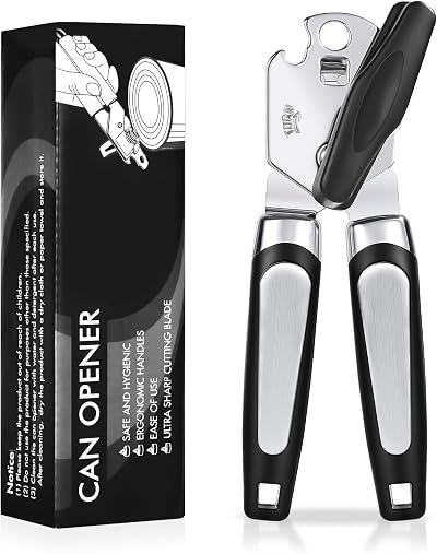 Lychico 3-in-1 Can Opener Stainless Steel Black Handheld Bottle Opener