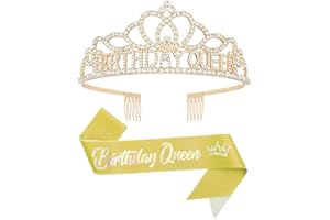 Queenship Birtthday Tiara Crown with Sash for Women Birthday Queen Party