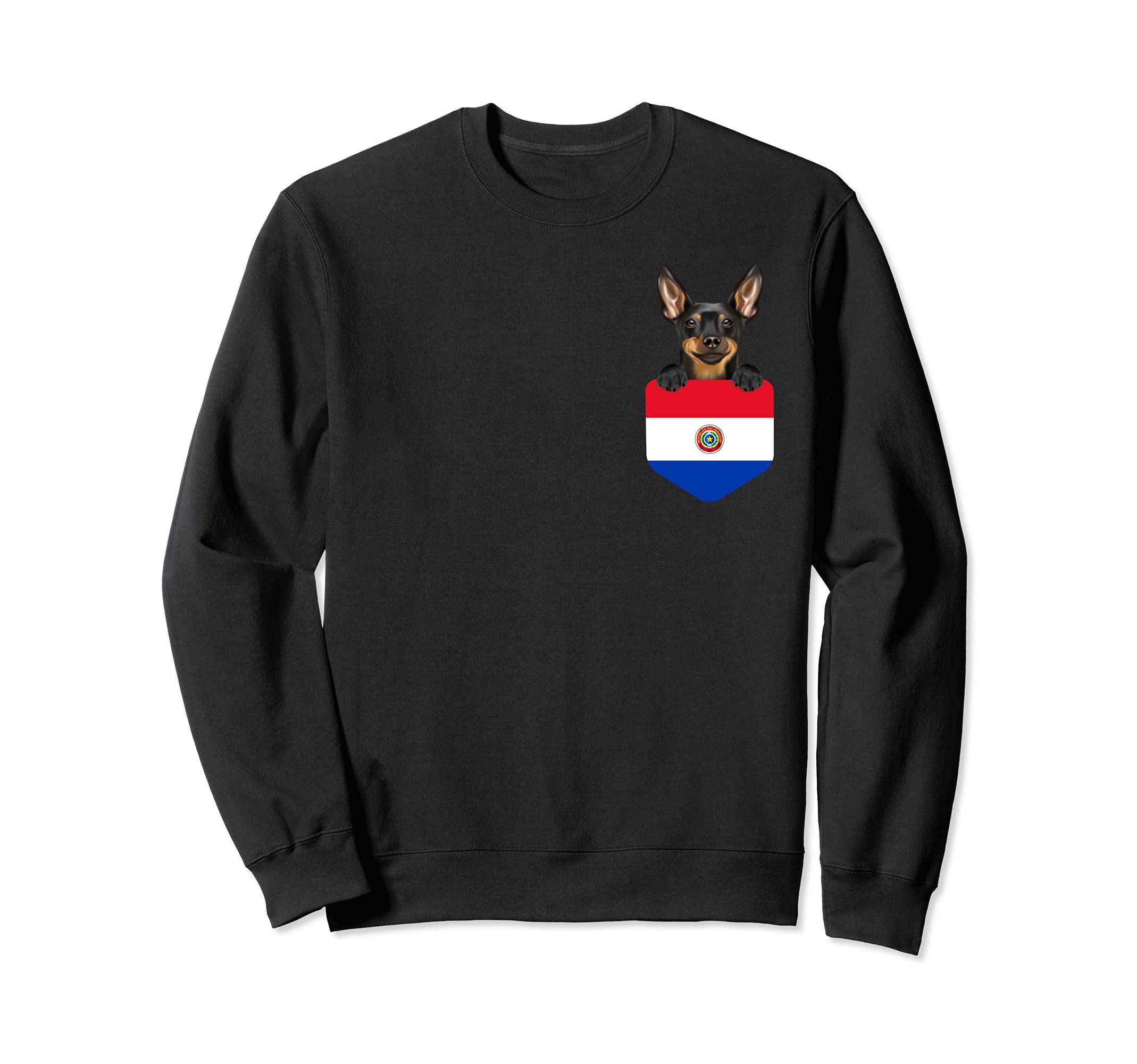 Paraguay Flag Miniature Pinscher Dog In Pocket Sweatshirt
