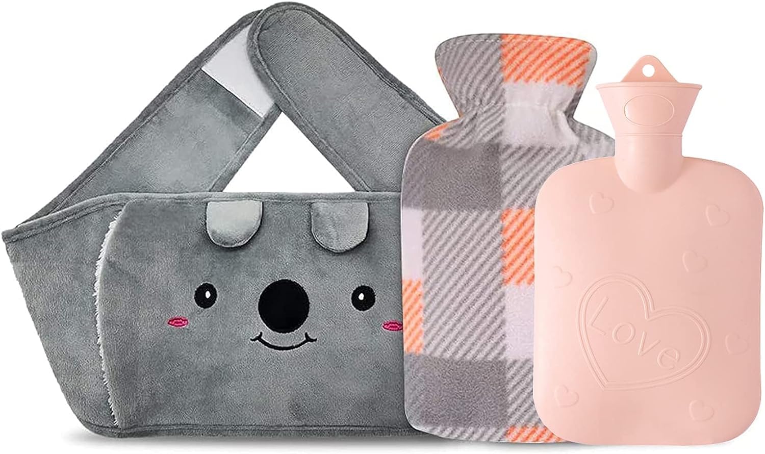 Hot Water Bottle Belt, 2L wrap Around Wearable Hot Water Bag Soft Waist Cover, PVC Koala Hot Water Bottle Strap for Neck, Shoulder, Back, Legs Warm and Period Relief (rabbitbottle)
