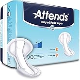 Attends Shaped Pads Super Unisex Incontinent Pad Contoured 13 X 27.2 Inch SPSA, 20 Ct
