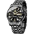 OLEVS Men Watch Blue Gold Analog Quartz Stainless Steel Waterproof Luminous Date Luxury Casual Watch