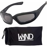 WYND Blocker Ripit Polarized Motorcycle Sunglasses, Black/PZ Smoke | Extreme Sports Wind-Resistant Frame, Floats on Water, Model 327, Smoke Lens