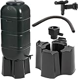 Pluto Packaging 2 x Black Slim Line 100L Water Butts with Stands & Filler Kits view 4