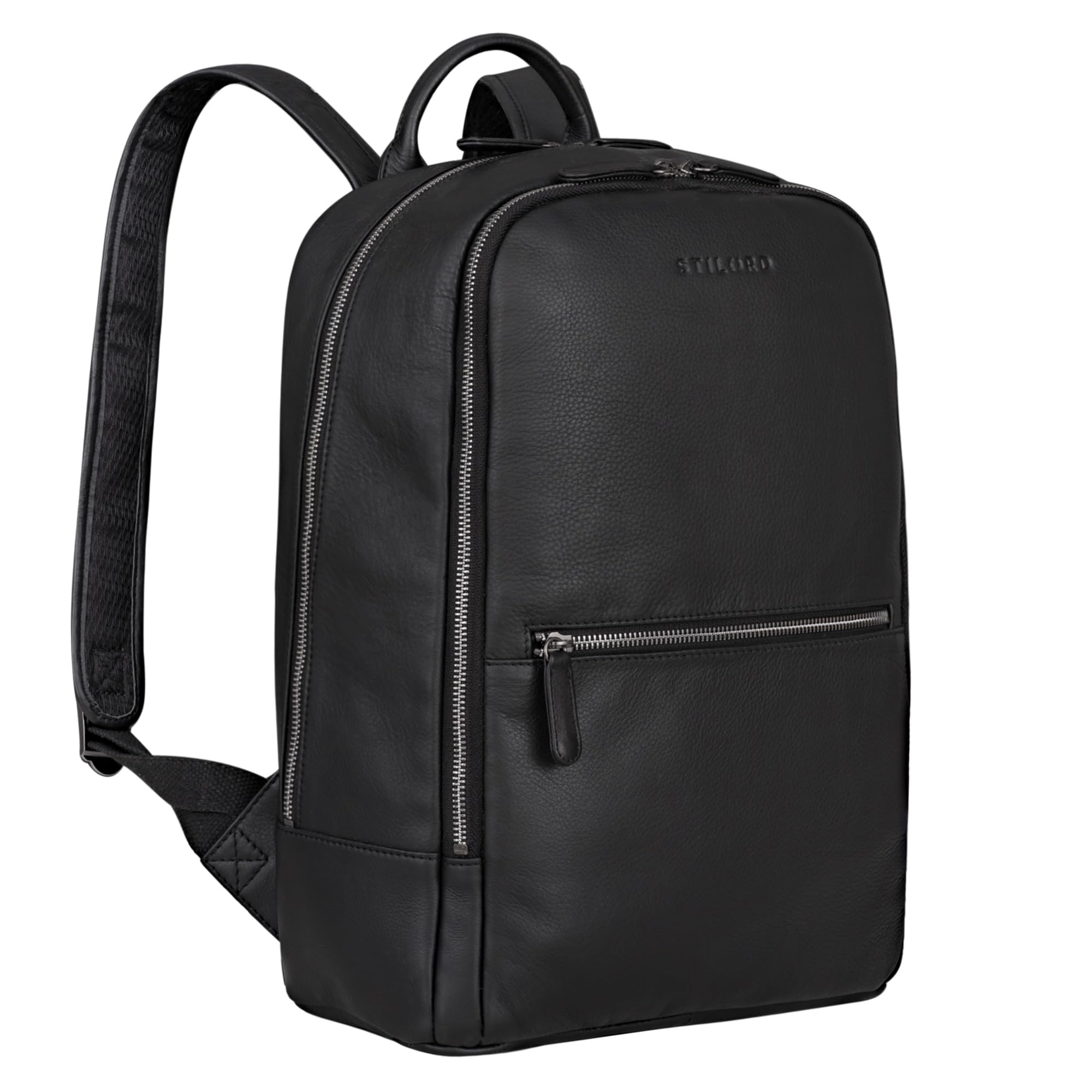 STILORD "Kellis Large Vintage Genuine Leather Backpack for Men & Women – 15 Inch Laptop Rucksack – Leather Daypack for Work, University & Leisure Colour:black