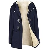 Gihuo Winter Jackets for Women Sherpa Lined Jacket Women Duffle Toggle Coat Hooded Fleece Jacket