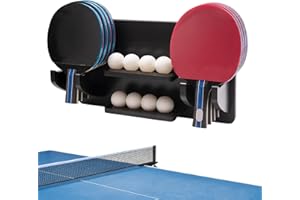 humberboat Ping Pong Paddle Storage Rack, Ping Pong Accessories Organizer Wall-Mount for 6 Paddles, 6 Pickleball Paddles and Balls, Pine Wood Table Tennis Racket Display for Game Room Bar Office Home