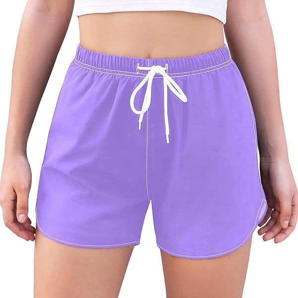 UMIRIKO Purple Women's Running Shorts Elastic High Waisted Shorts