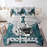 Feelyou Football Comforter Set with Sheets 7 Piece Full Size Ball Games Bedding Set for Kids Boys Girls Rugby Bed in a Bag City of Footballs Room Decor Rugby Sports