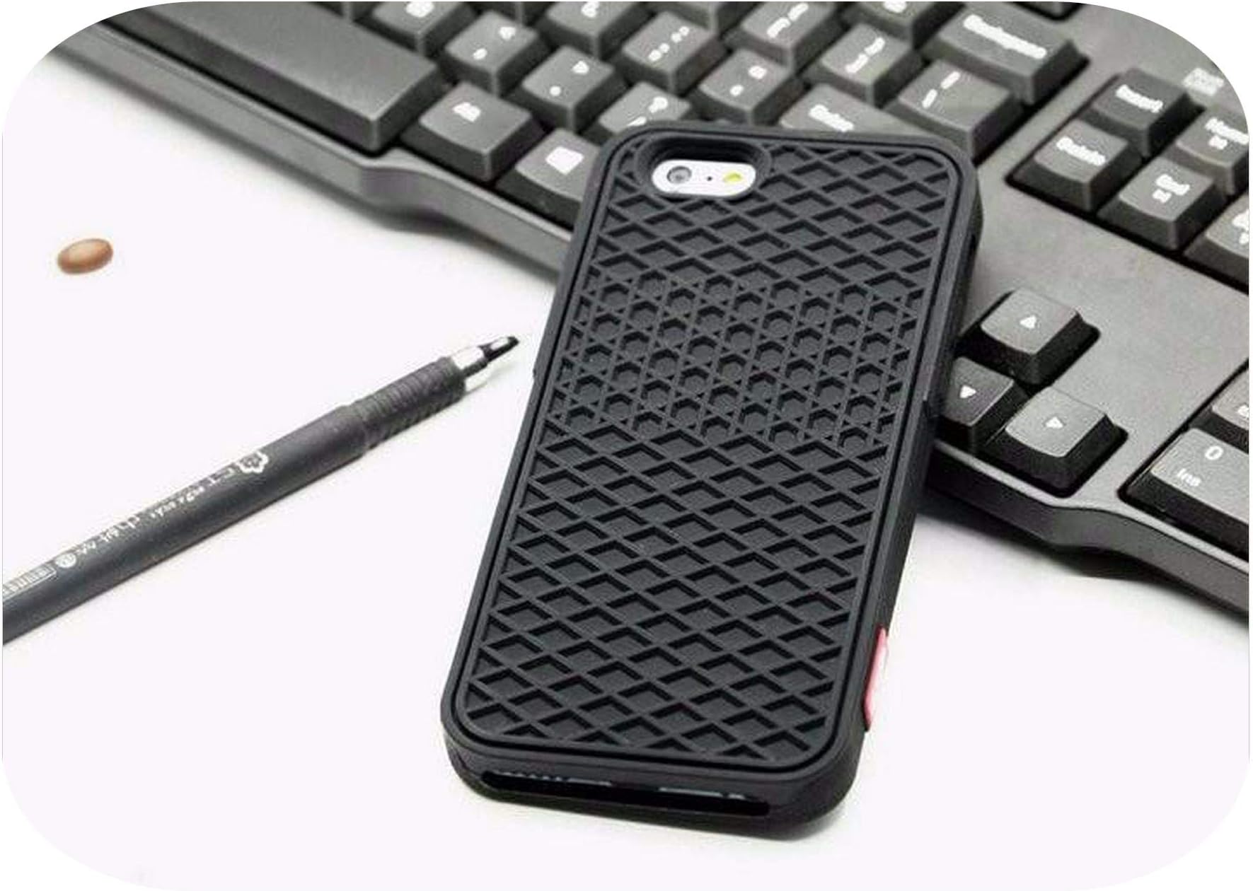 Waffle case Rubber Cover Case for iPhone 11 Pro Max 5S 6 6S 7 8 Plus Xs Max Xr Shoe Sole Phone Case Back Cover-Full Black-for iPhone 11
