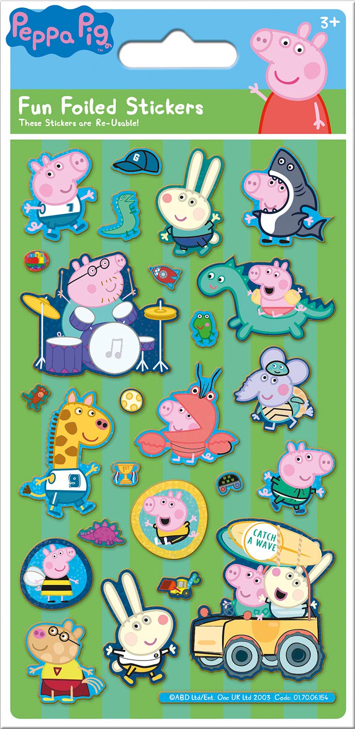 Paper Projects 01.70.06.154 Peppa and George Pig Green Sparkly Reusable Stickers, 19.5cm x 9.5cm