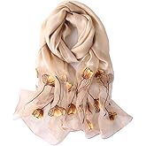 Lzylvta Purple Silk Scarf and Shawl - Elegant Embroidered scarves for Women Floral Pashmina shawls and wraps for weddings