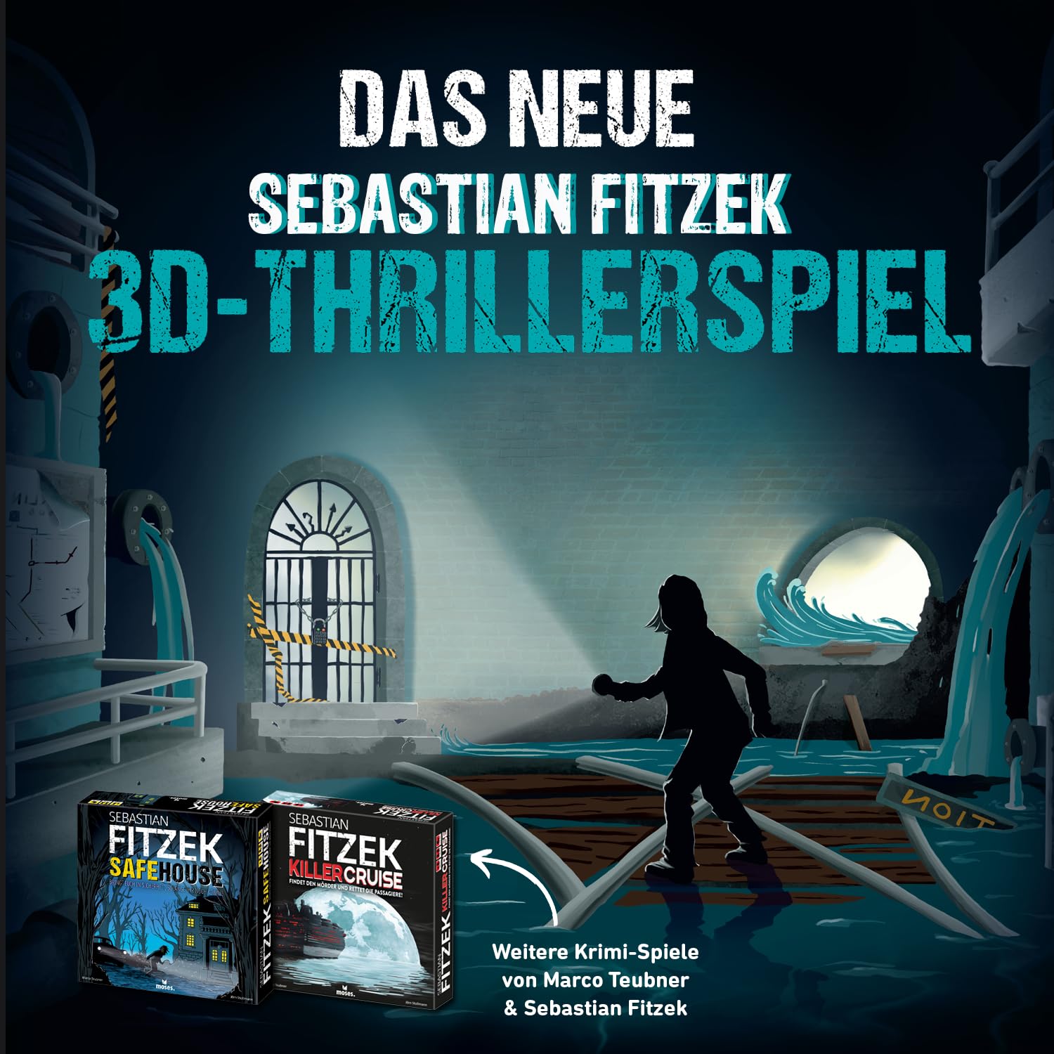 moses. Sebastian Fitzek Underground, innovatives 3D-Thriller-Spiel für Escape-Game Fans, kooperatives Gesellschaftsspiel von Marco Teubner mit verschiedenen Schwierigkeiten, ab 12 Jahren 8