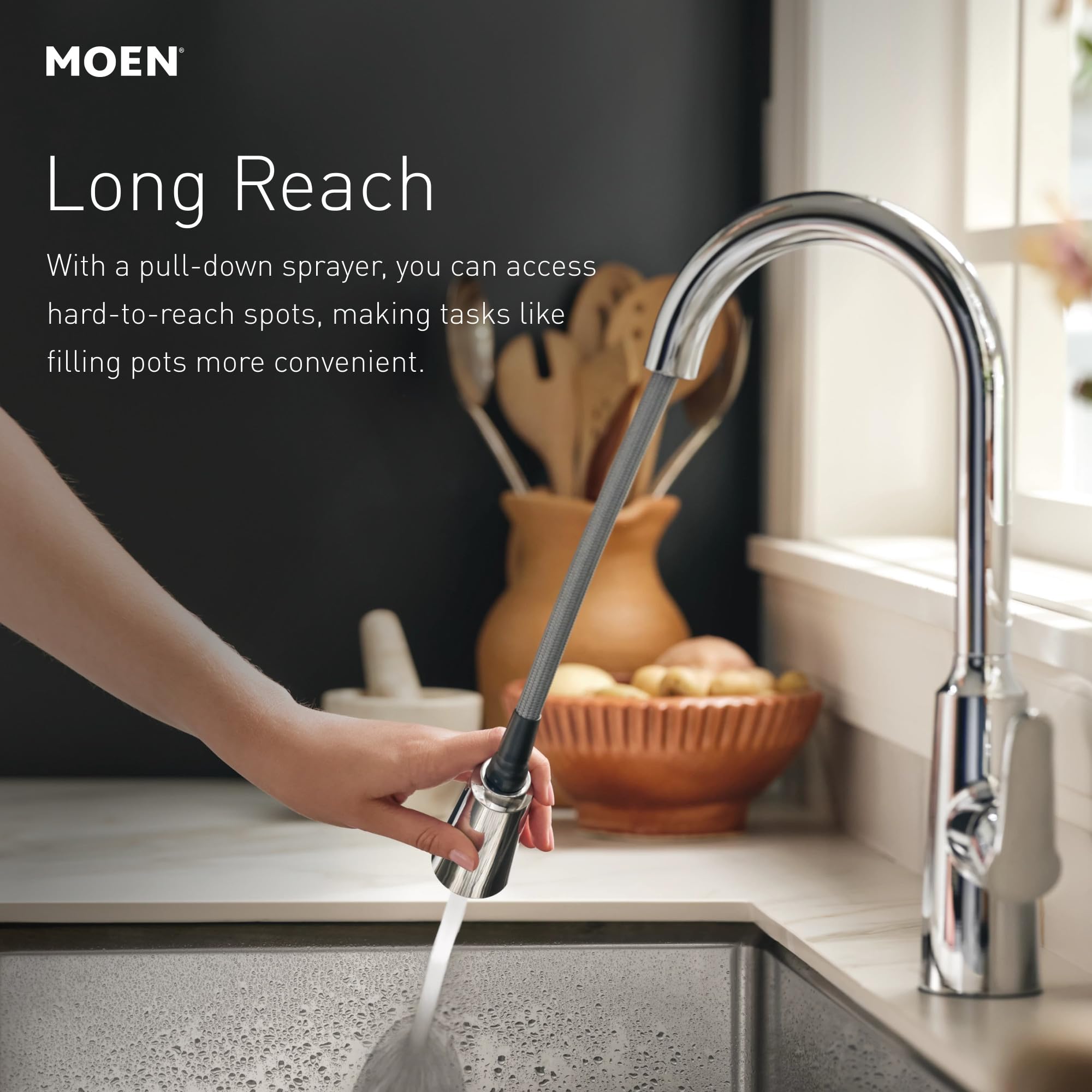 Moen Arbor Spot Resist Stainless Motionsense Two-Sensor Touchless Kitchen Faucet Featuring Power Clean, One-Handle Kitchen Sink Faucets with Pull Down Spray Head, 7594ESRS