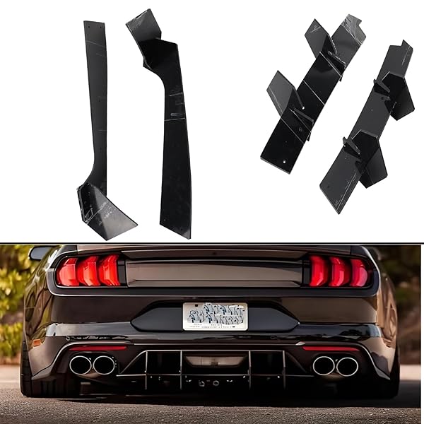 MUCO BUMPER DIFFUSER LIP FOR FORD MUSTANG 2015 2016 2017 2018 2019 2020 2021 2022 2023 V2 STYLE GLOSSY BLACK REAR DIFFUSER ABS REAR SPOILER LIP ONLY FIT WITH DUAL EXHAUST VERSION