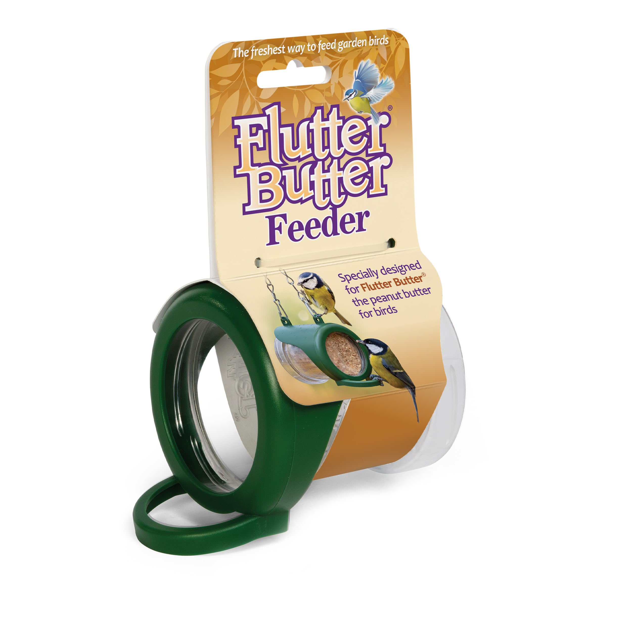 Hanging Flutter Butter® Feeder For Garden and Wild Birds - Jacobi Jayne® The Perfect Feeder for Flutter Butter Refills - Peanut butter for birds