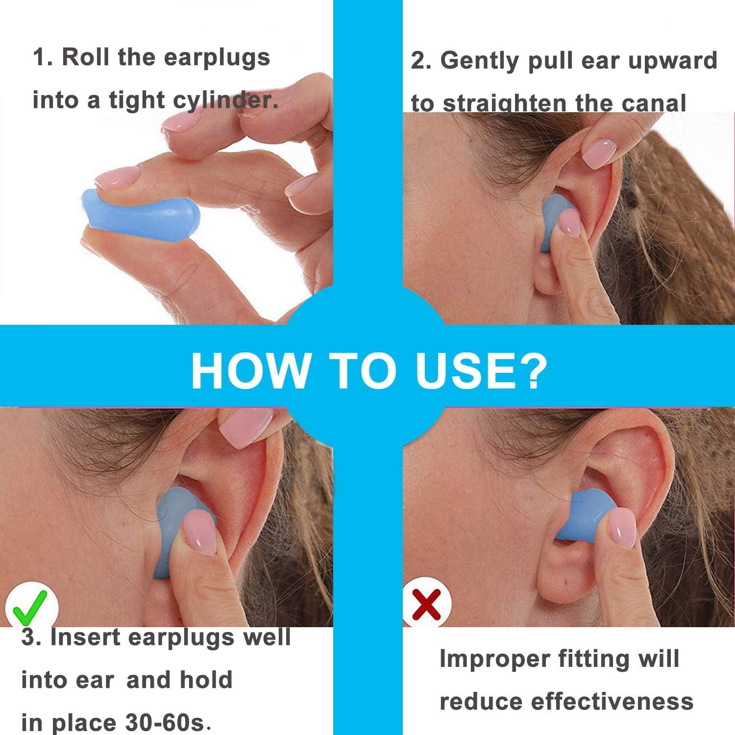 Ear Plugs for Sleeping, Reusable Silicone Moldable Noise Cancelling Sound Blocking Reduction Earplugs for Swimming, Snoring, Concerts, Shooting, Airplanes, Musicians, 32dB Highest NRR: Health & Personal Care