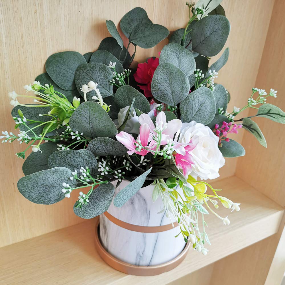 18 Pcs Eucalyptus Leaves Stems Bulk Artificial Greenery Stems Faux Face Silver Dollar Eucalyptus Plant Branches For Floral Arrangement Vase Centerpieces Bouquets Wedding Holiday Greens Decor Home Decor Home Kitchen Brilliantpala Org