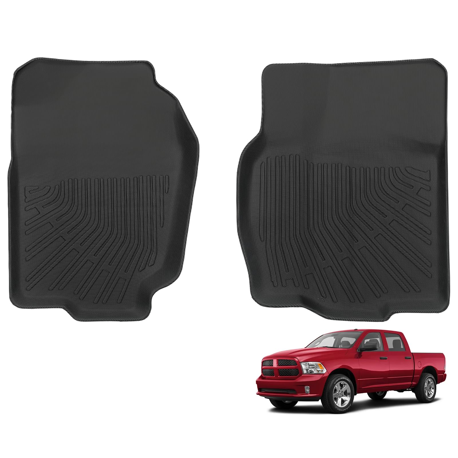 Naibeve Floor Mats for Dodge Ram 1500 1994-2001/Ram 2500 3500 1994-2002 1st Row - All Weather for Dodge Ram 1500 Floor Mats Front Row Waterproof Interior Accessories Image