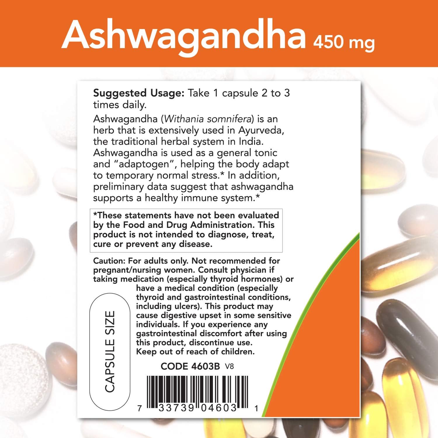 NOW Supplements, Ashwagandha (Withania somnifera) 450 Mg (Standardized Extract), 90 Veg Capsules: Health & Personal Care