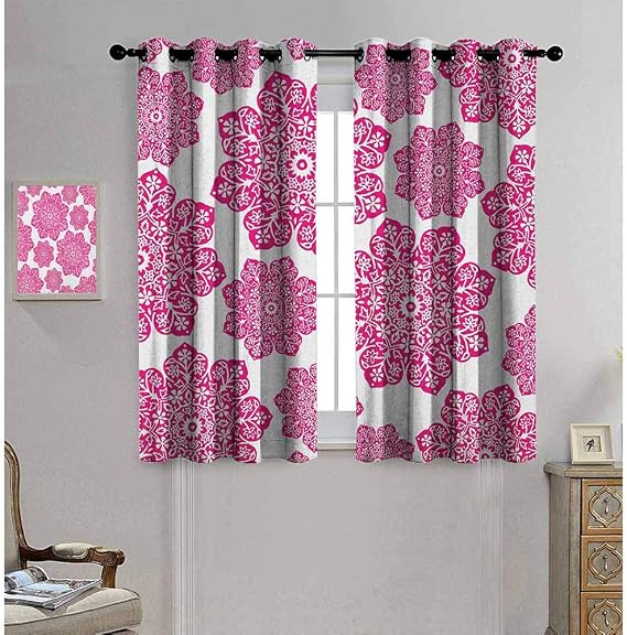 Amazon.com: Hot Pink Printed Blackout Curtains, Batik Floral