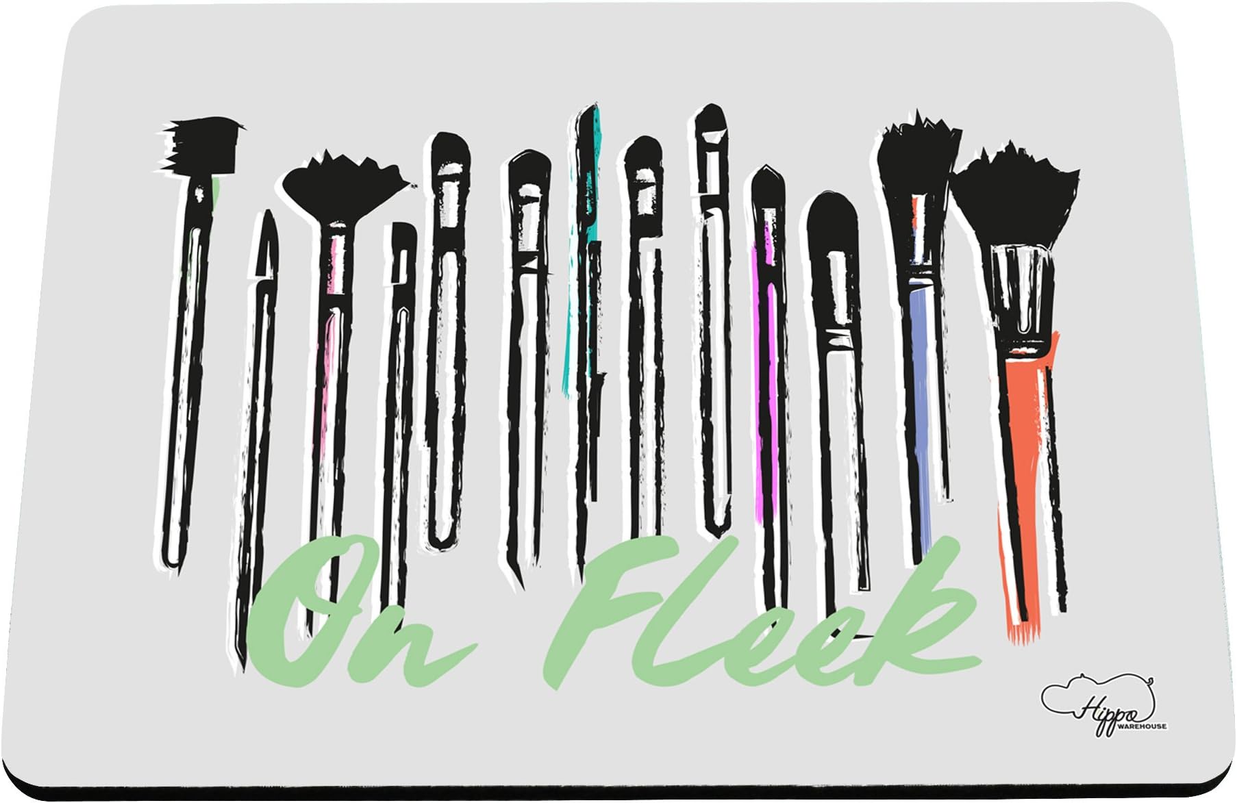 Hippowarehouse On Fleek Makeup Brushes printed mouse mat pad accessory black rubber base 240mm x 190mm x 60mm (Grey)