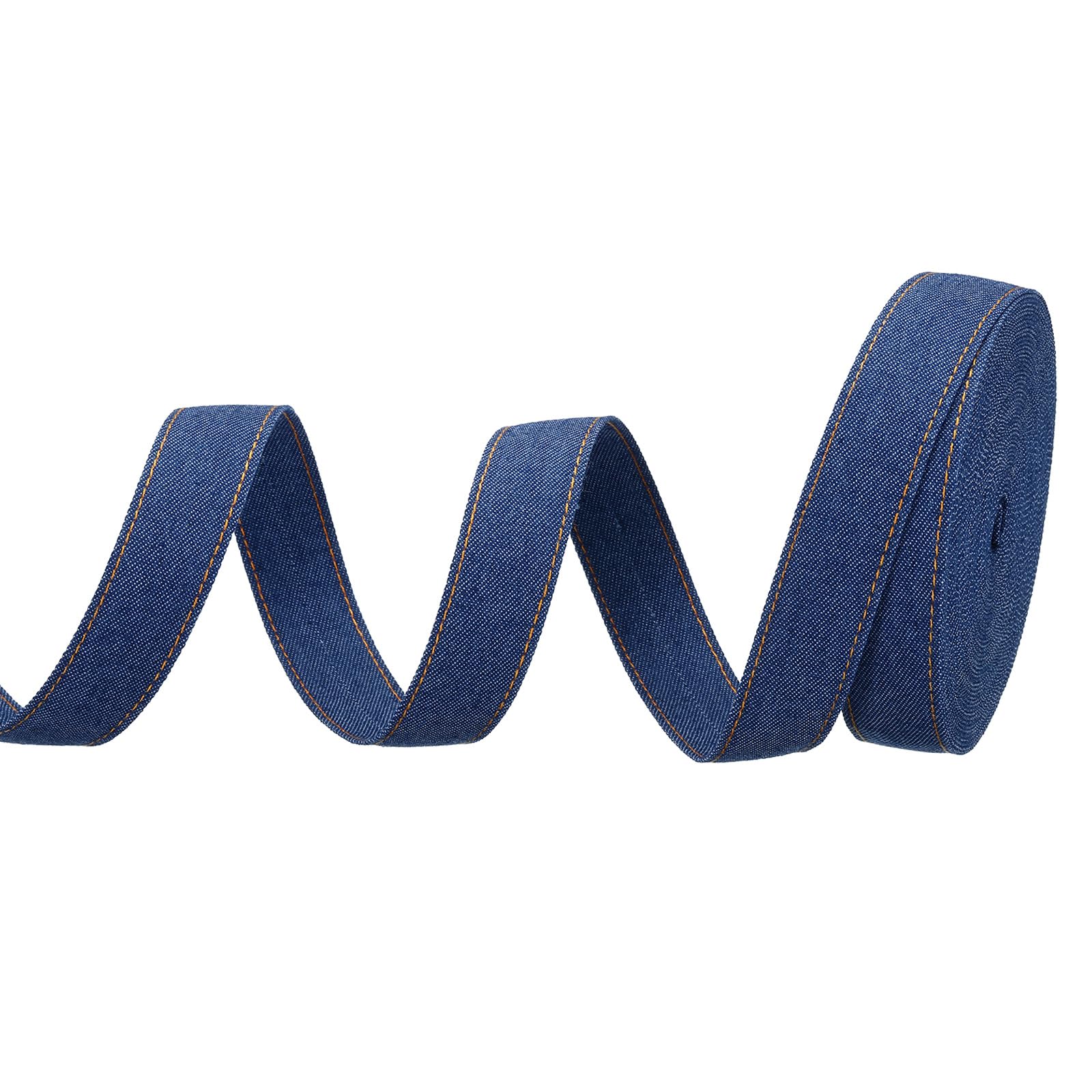 PATIKIL 1" Denim Ribbon, 1 Roll 11 Yard Layering Jean Fabric Craft Strip for Bow DIY Making Hair Clip Garment Sewing Decorations, Dark Blue