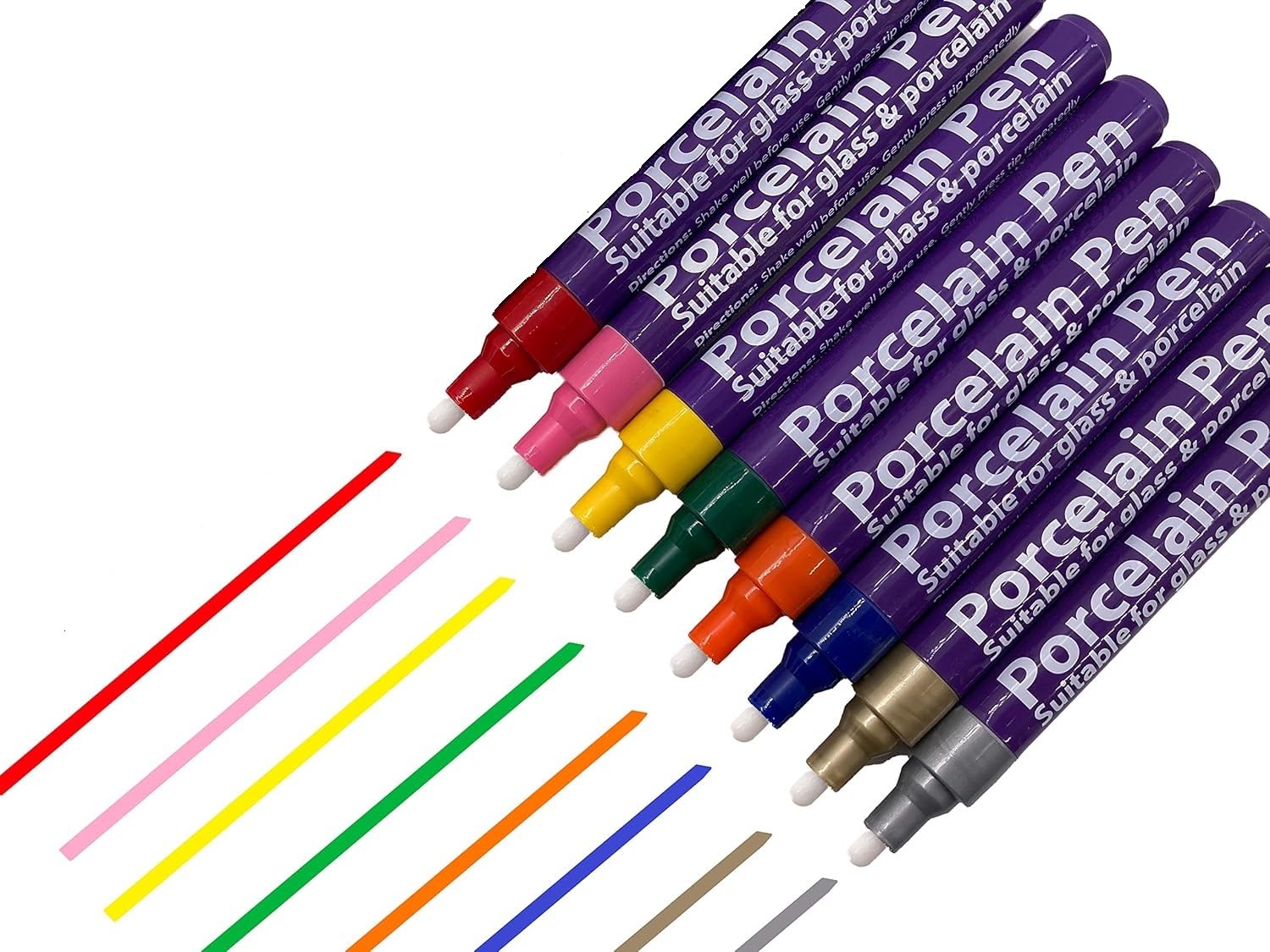 Craftplay Porcelain pens | Markers for porcelain, glass and ceramics | Dishwasher safe finish | Pack of 8