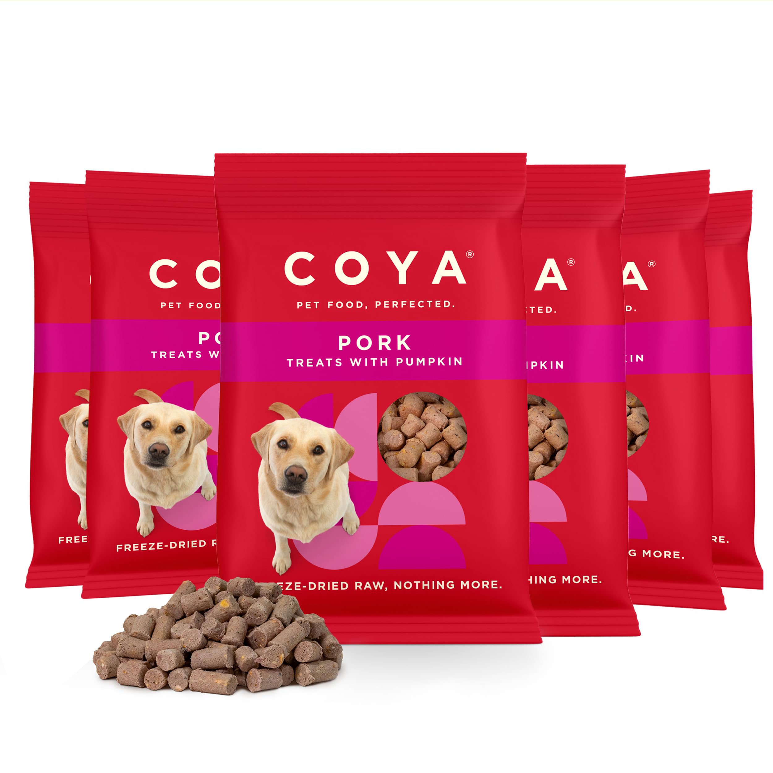COYA Freeze Dried Dog Treats, Pork (6 x 40g) Hypoallergenic & Grain Free, Made With 90% Meat & 10% Pumpkin | Raw Dog Treats In An Easy Freeze-Dried Solution, Raw Without The Chore