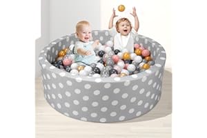 Funsland Ball Pit for Toddlers 1-3, Memory Foam Activity Ball Pits for Babies, Anti Collision Baby Playpen Ball Pool, Detachable Baby Ball Pit 35.4" x 11.4" (Balls Not Included)