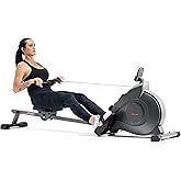 Sunny Health &amp; Fitness Smart Magnetic Rowing Machine with Extra Long Rail | SunnyFit App Connectivity, 8-Lvl Resistance, 53.4" Extended Rail, 250LB Capacity, Cushioned Seat, Foldable Storage