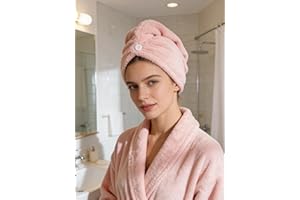 Microfiber Hair Towel, 1 Pack Hair Towel Wrap for Women, Soft Shower Turban Hair Towel with Twist & Loop System, Quick Drying