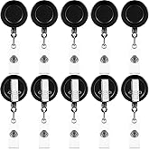50 Pieces Retractable Badge Holder Reels with Swivel Alligator Clip, ID Card Holder Name Badge Reel Clips for Students Teachers Office Workers (Black)