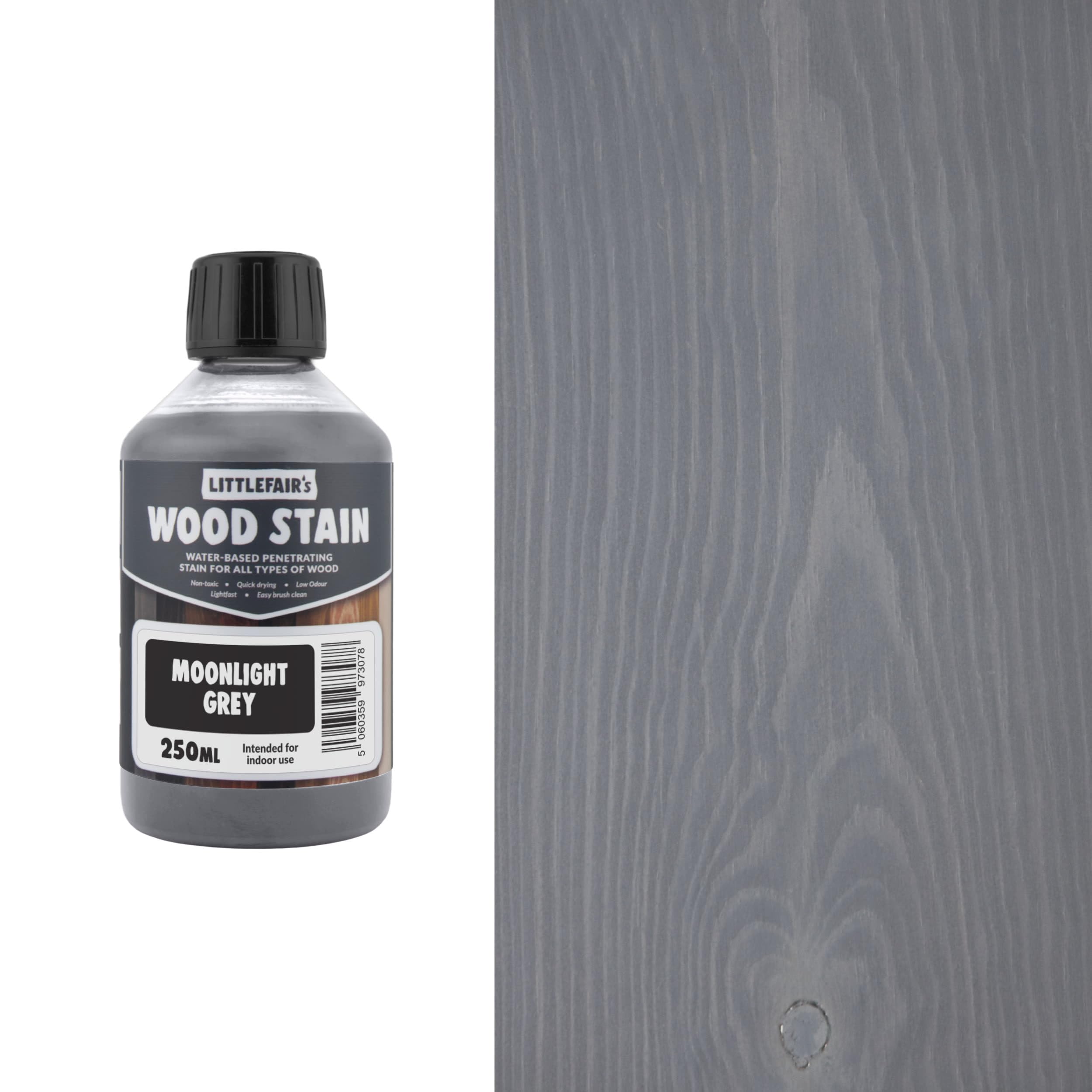 Littlefair's Wood Stain Water-Based - (Moonlight Grey) – Non-Toxic, Eco-Friendly & Quick Drying - Easy-to-Apply, Concentrated Formula for All Wood Types – 250ml