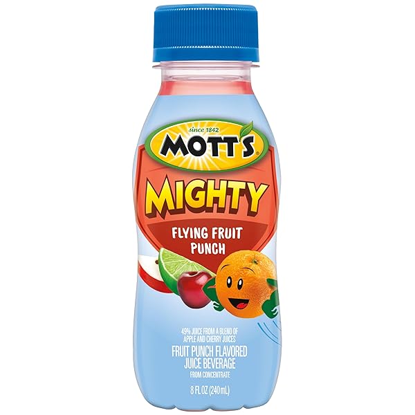 MOTT’S MIGHTY FLYING FRUIT PUNCH JUICE DRINK, 8 FL OZ BOTTLES, 6 PACK