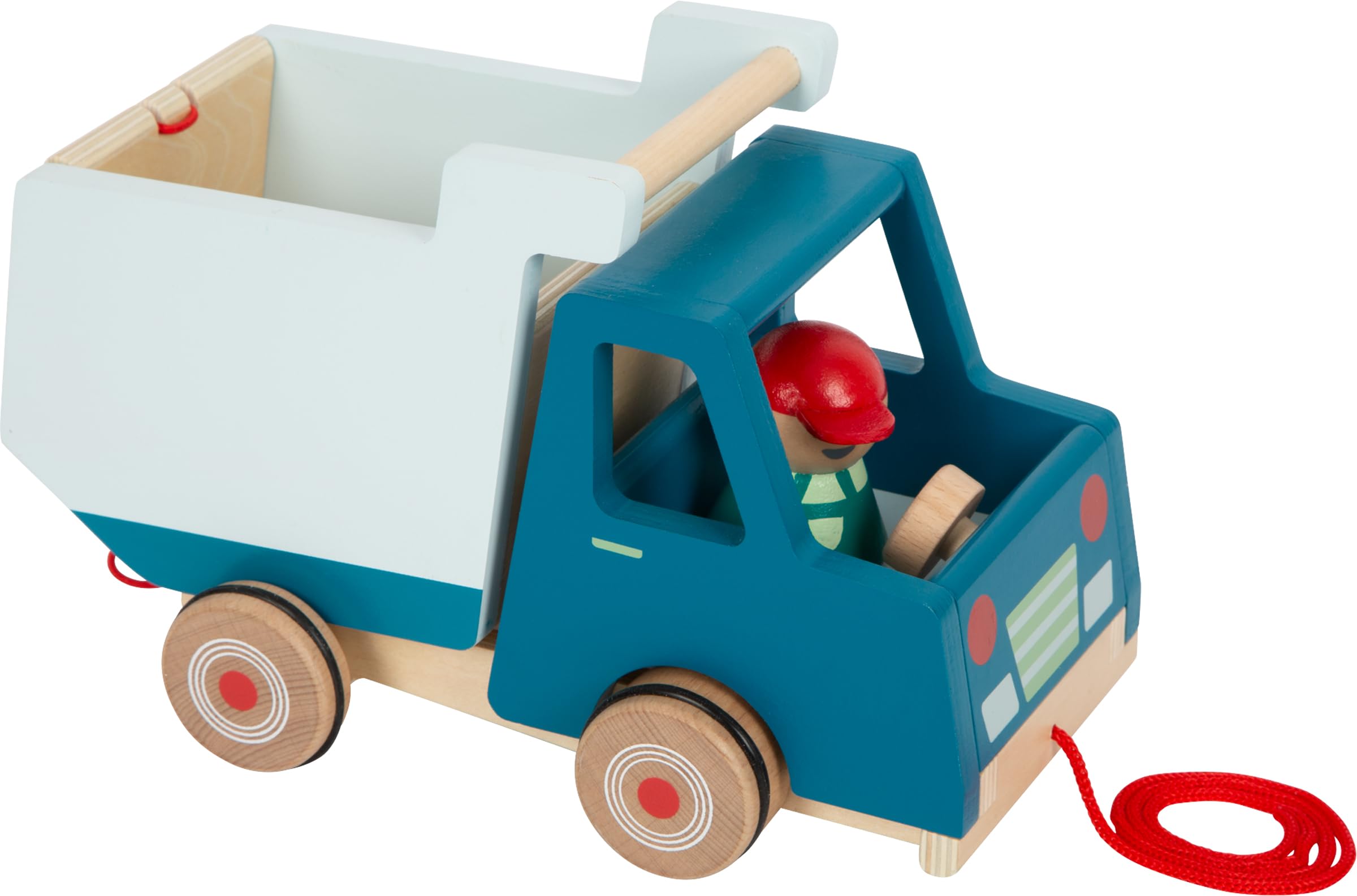 Small Foot Pull-Along Dump Truck made of wood, motor skills toy and baby walker, for children aged 18+ months, 12348