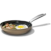 OXO Enhanced 8” Nonstick Frying Pan Skillet, Ceramic PFAS-Free Cookware, Stainless Steel Handle, Eggs & Omelets, Dishwasher & Oven Safe, Biscuit Brown