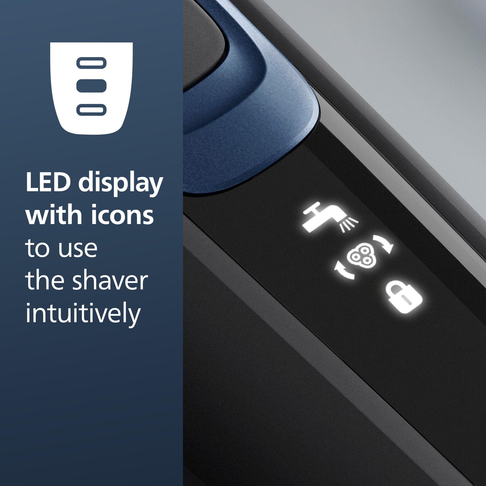 Philips Shaver Series 5000 - Wet & Dry Electric Men's Shaver in Metallic Blue with Precision Trimmer and Soft Pouch Travel Case (Model S5465/18)