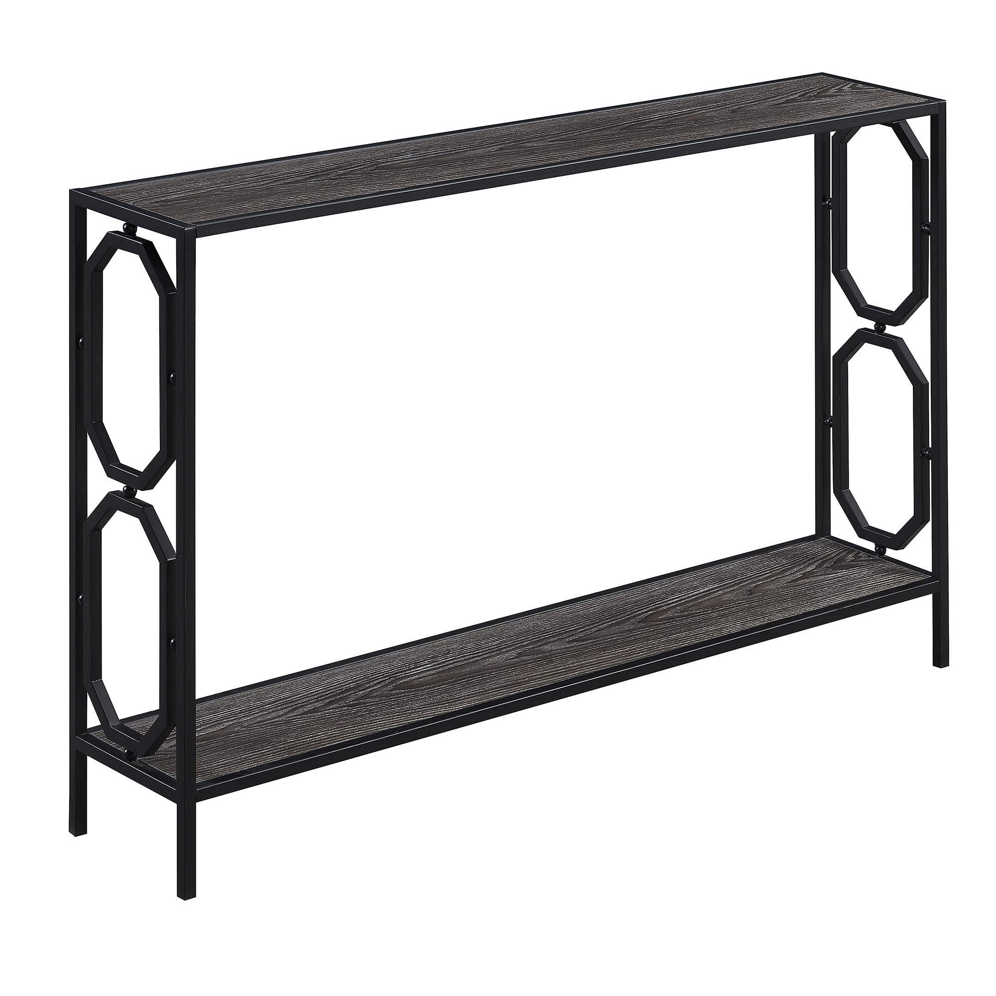 Convenience Concepts Omega Metal Frame Console Table, Weathered Gray/Black