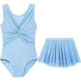 DAXIANG Mesh Front Dance Leotard for Girls Gymnastics Ballet Dress with Removable Tutu Skirt for Toddler Girl Kids 2-10 Years