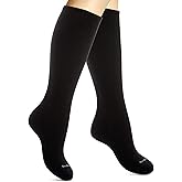 SocksLane Cotton Compression Socks, 15–20 mmHg Graduated Support, Knee-High Medical Compression (Black S/M)