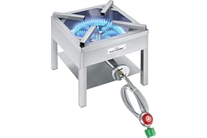 COOKAMP Stainless Steel Burner Propane Burner, 260,000BTU High Pressure Outdoor Propane Cooker, Heavy Duty Gas Burners for Outdoor Cooking For Turkey Fry, Seafood Boil(Stainless Steel) SS1750