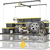 Garage Ceiling Storage Racks – 4x8 FT Overhead Garage Storage Rack with Safety Lock, Heavy-Duty Ceiling Mounted Lift System and Storage Organizer, Ideal for Maximizing Overhead Space, 325 lbs Capacity