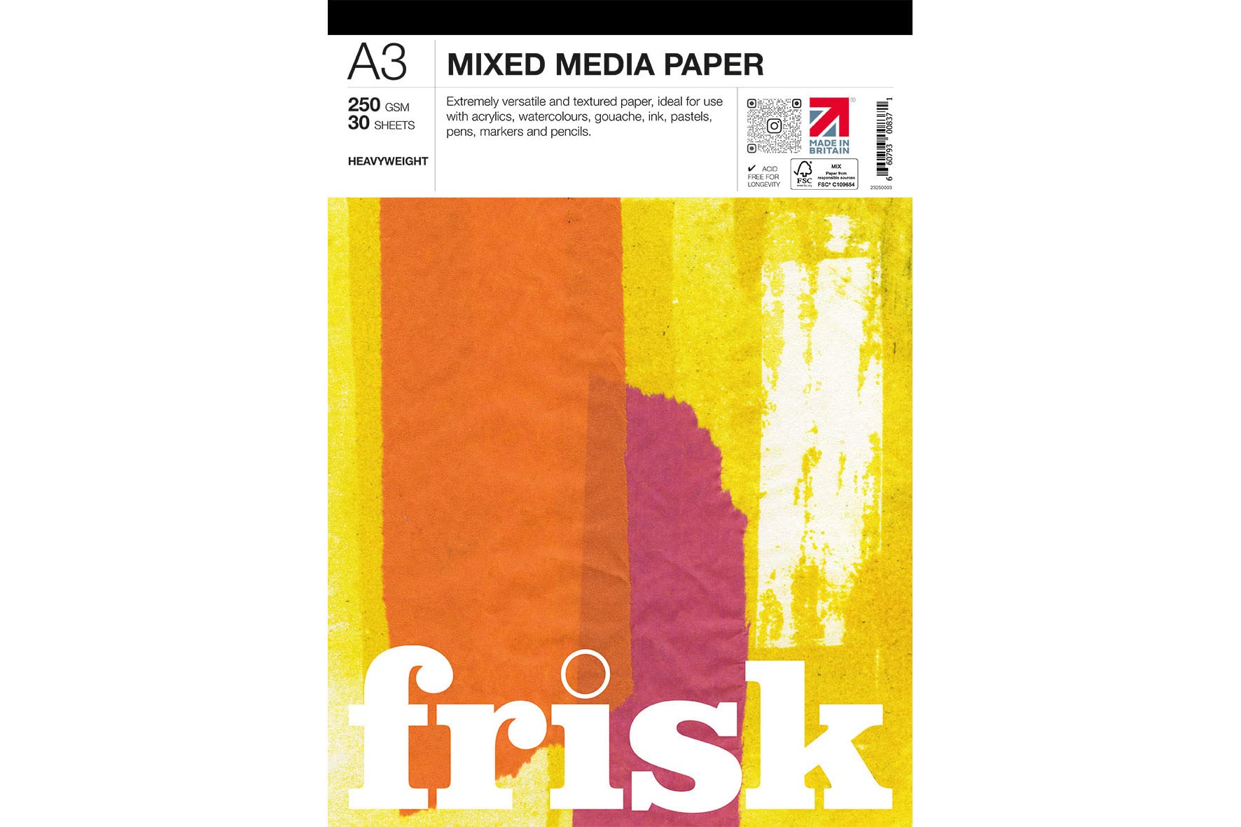Frisk 23250003 Mixed Media Paper Pad A3, White