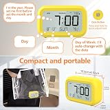 DOOMAY Digital Alarm Clock Bedside Battery Powered LCD Display Yellow view 6