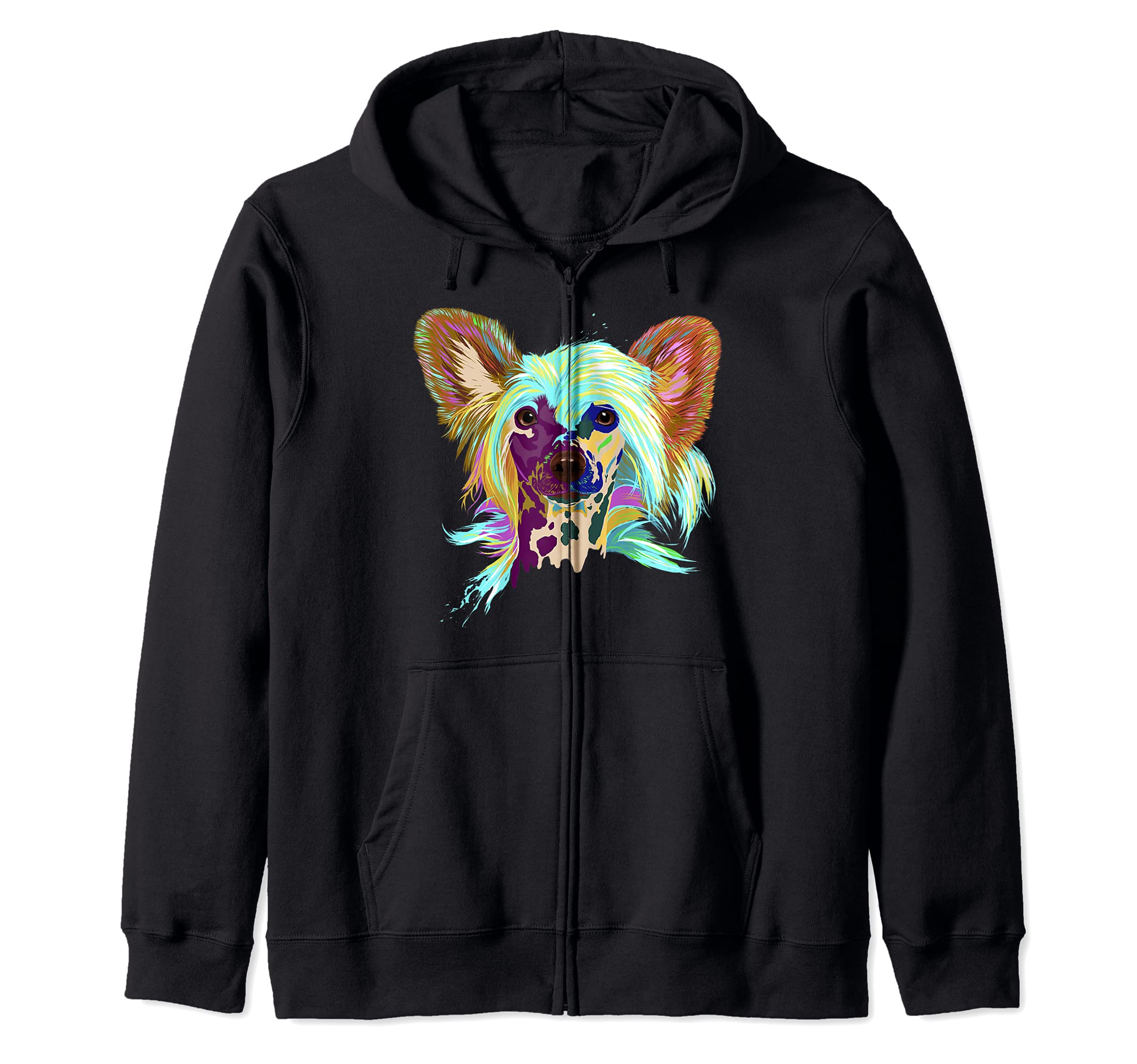 Colourful Dog Chinese Crested Zip Hoodie