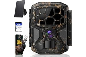 Cokque Trail Camera - Solar 8K 60MP WiFi Game Camera with 0.1S Motion Activated, 65FT Detection Distance, No Glow HD Night Vision, IP66 Waterproof, 32GB Card Included for Wildlife Monitoring.